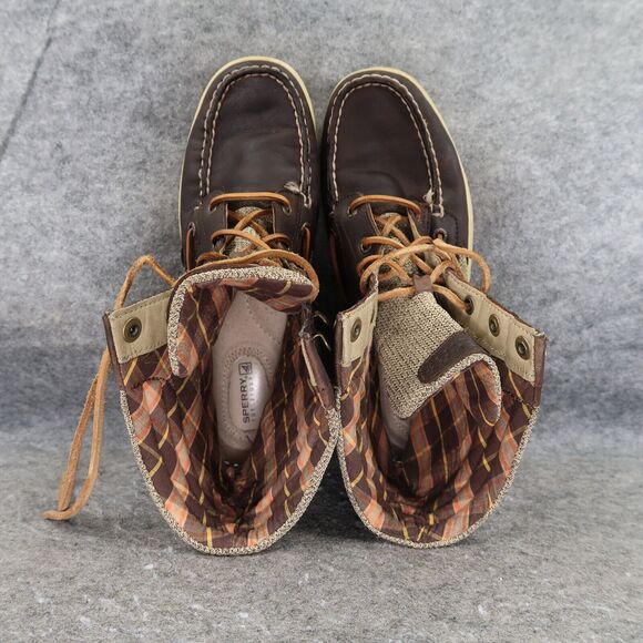 Sperry Shoes Womens 7.5 Boots Hikerfish Lace Up Moc Toe Leather Top Sider Brown - Picture 7 of 15